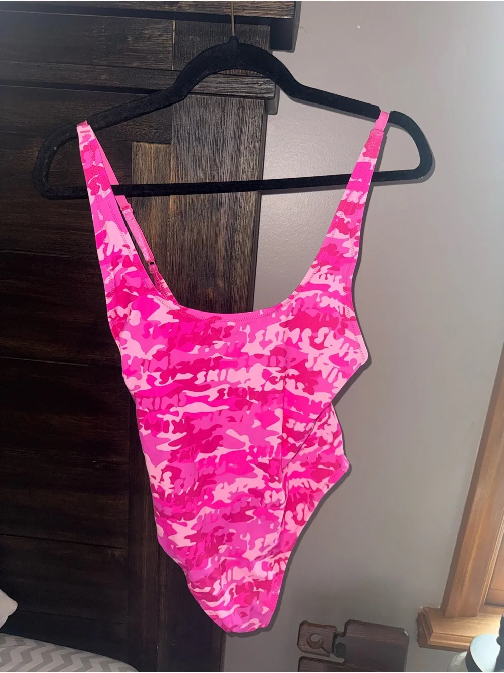 SKIMS Pink Camo One-Piece Swimsuit